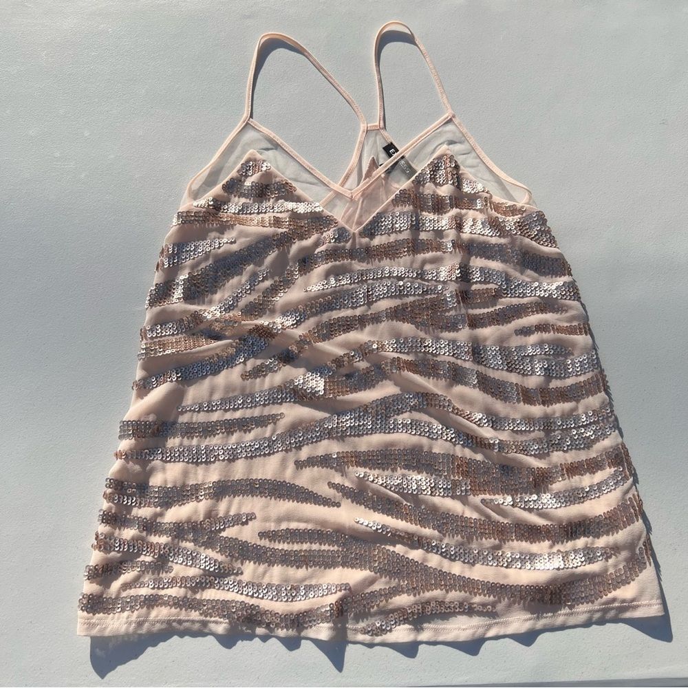 Express Blush Sequin Mesh Top